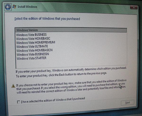 The Windows Vista Business Product Key